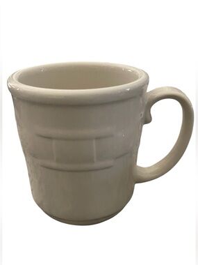 Longaberger Pottery Coffee Tea Mug Cup Ivory Cream White Woven Traditions USA 4"